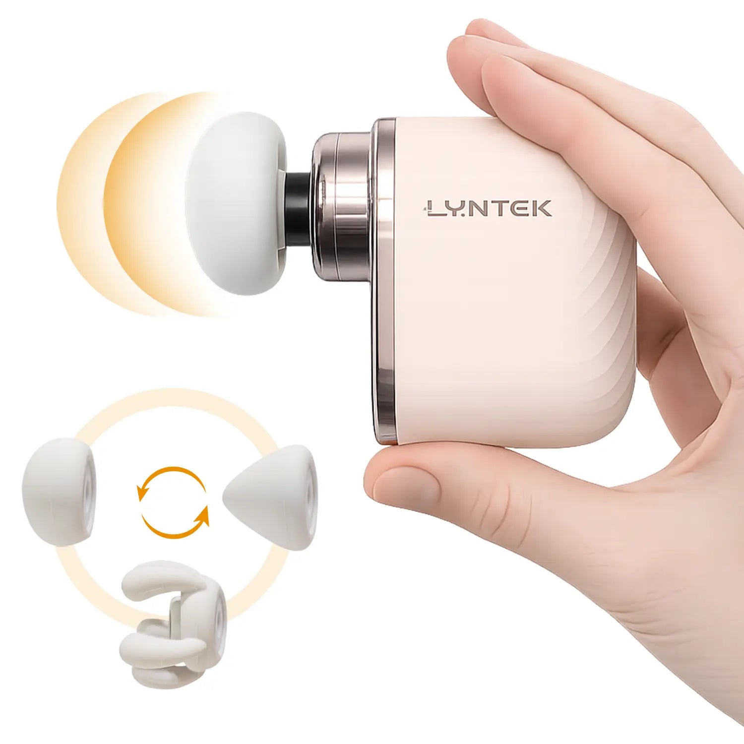 Lyntek Compact Mini Massage Gun - Lightweight Vibratory Selfcare Massager, Precision Brushless Cordless Battery-Operated Device, 5 Speed Settings, 3 Replaceable Heads for Home, Gym Portable Pain Relief