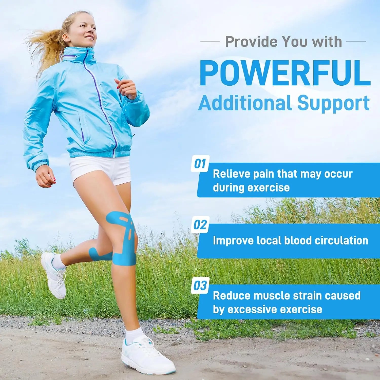 10 Pack Pre-Cut Knee Kinesiology Tape, Relieve Soreness, Stabilize Joints for All Sports