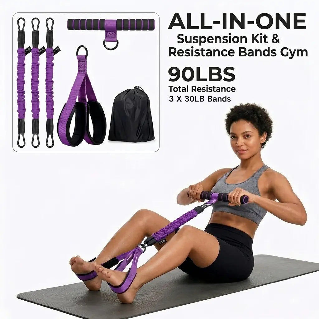 Upgraded Pedal Resistance Band Trainer - Durable Latex Tubes, Beginner-Friendly, Women'S Workout Gear, Portable Home Workout Exercise Equipment for Resistance Band Training & Toned Arms