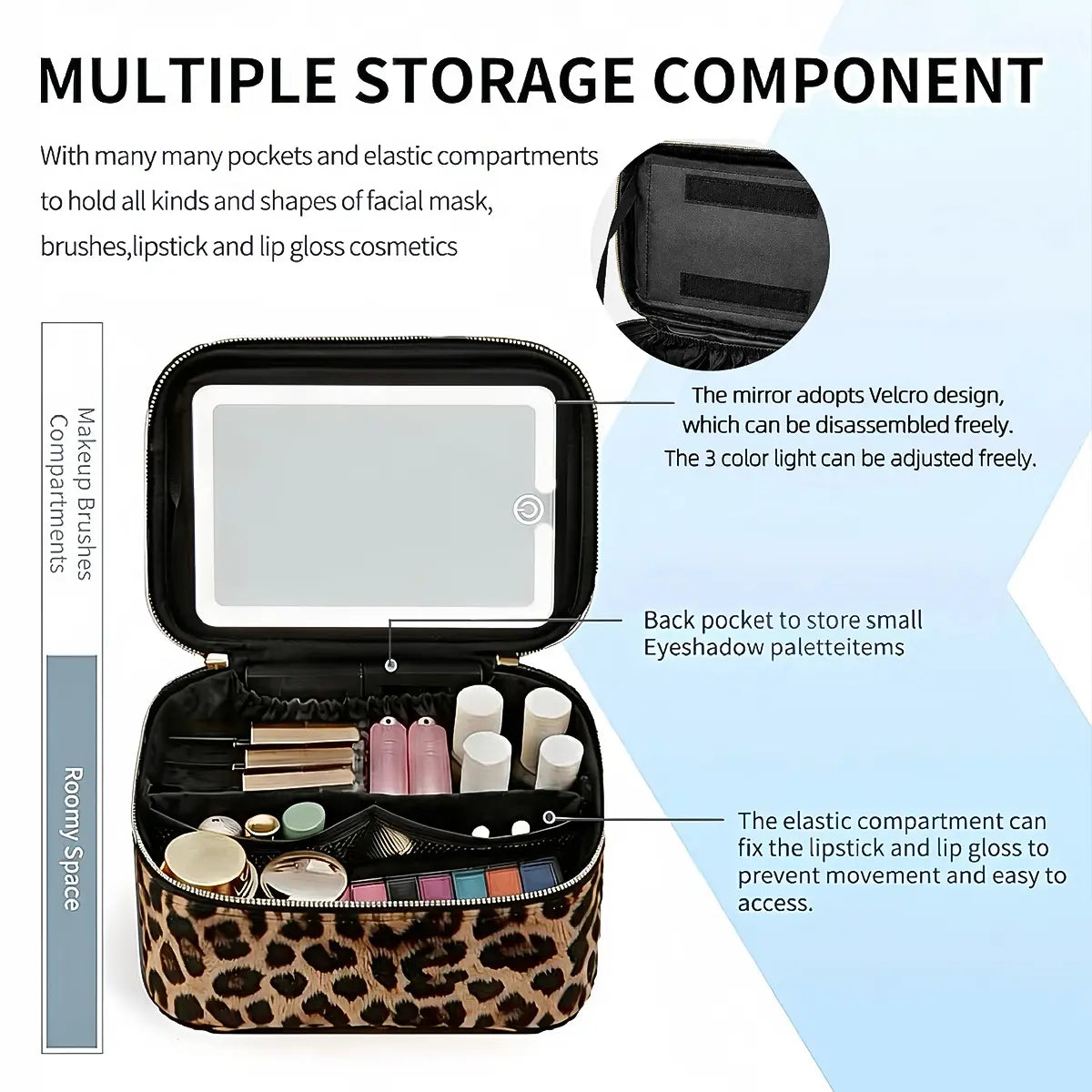 Travel Makeup Bag, Portable Cosmetic Bag, Large Capacity Travel Makeup Case Organizer, Black for Women Toiletry Bag for Girls Traveling with Handle and Divider