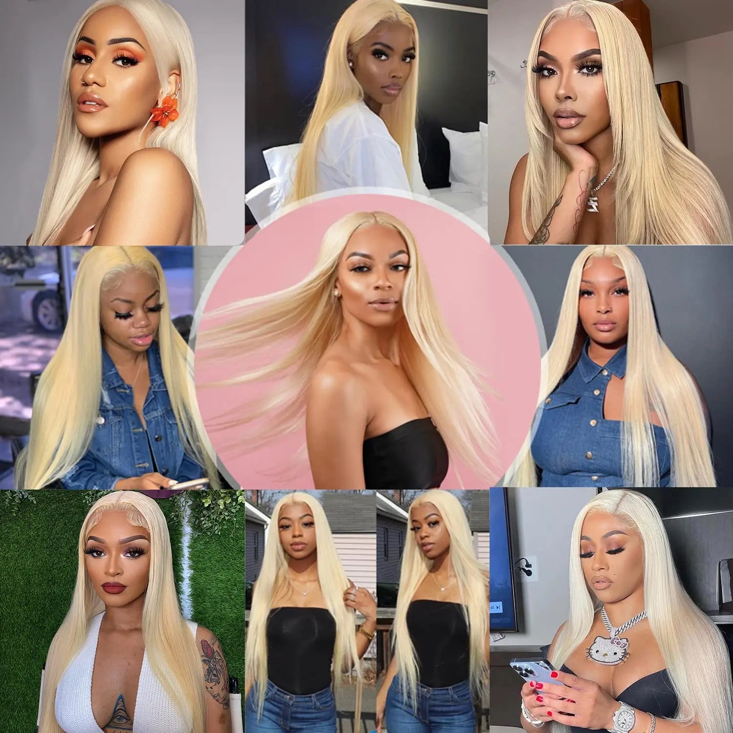 Hot Star 613 13X6 HD Transparent Lace Front Wig Human Hair 40 Inch 180 Density Blonde Wig Straight Pre Plucked with Baby Hair