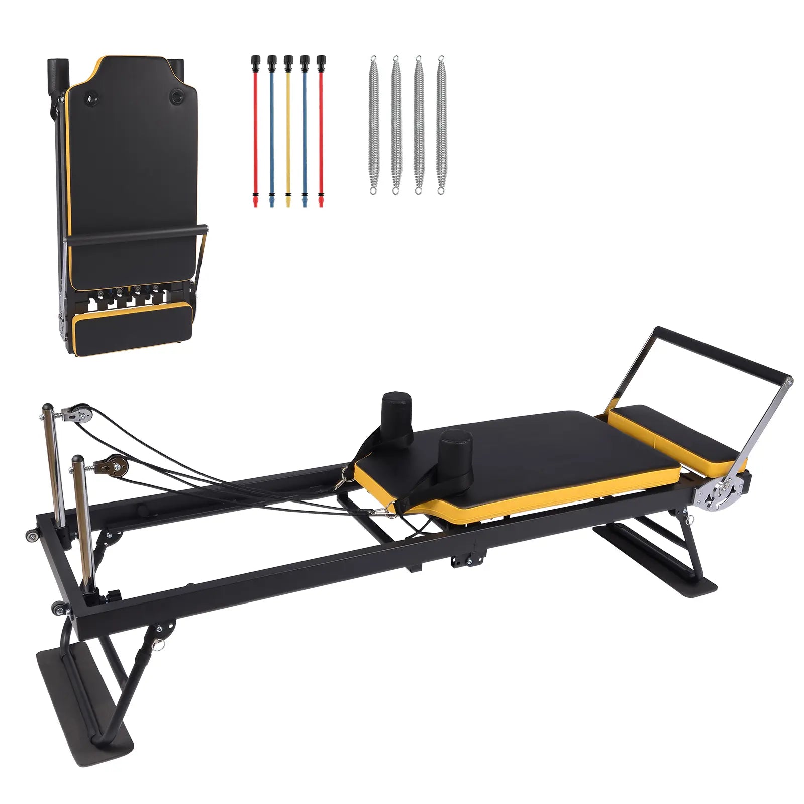 Pilates Reformer Machine 77.5 in Foldable Pilates Equipment for Home Gym Workout,Adjustability Pilates Workout Equipment with Resistance Ropes for Advanced and Beginners