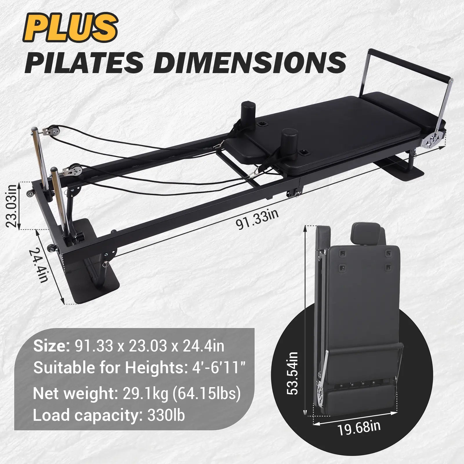 Pilates Reformer Machine 77.5 in Foldable Pilates Equipment for Home Gym Workout,Adjustability Pilates Workout Equipment with Resistance Ropes for Advanced and Beginners