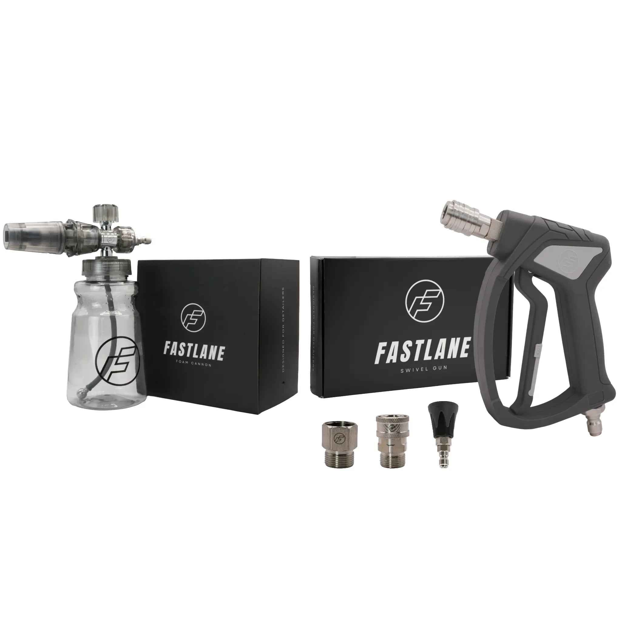 Fastlane Foam Cannon & Swivel Gun Combo - 360° Swivel - 1.1Mm and 1.2 Mm Orifice - High Quality Stainless Steel - 40° Nozzle -