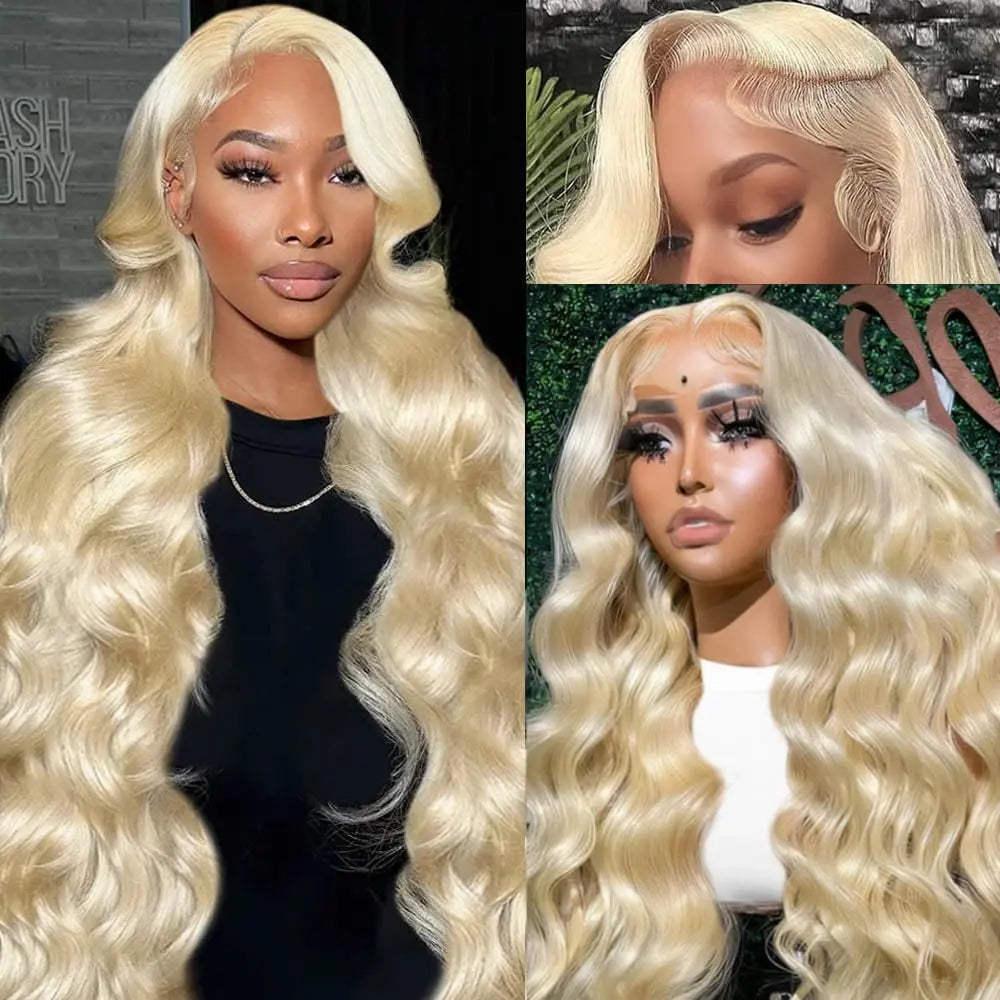 Hot Star 613 13X6 HD Transparent Lace Front Wig Human Hair 40 Inch 180 Density Blonde Wig Straight Pre Plucked with Baby Hair