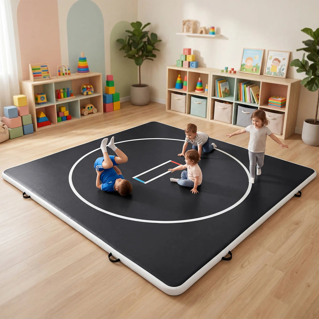 Inflatable Wrestling Mat 10FT / 13FT X 4IN, PVC Portable Wrestling Mats for Home, 4" Thick Jiu Jitsu Mats with Circles for Wrestling, Martial Arts, Jitsu, BJJ, Boxing, MMA, Judo Indoor Outdoor Use