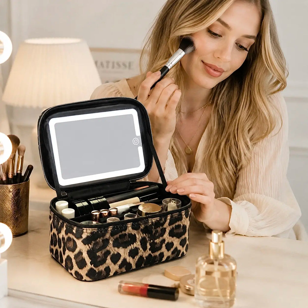 Travel Makeup Bag, Portable Cosmetic Bag, Large Capacity Travel Makeup Case Organizer, Black for Women Toiletry Bag for Girls Traveling with Handle and Divider