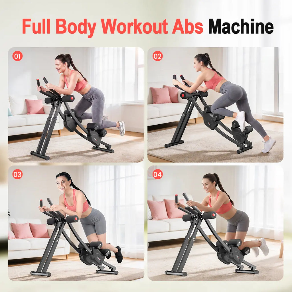 [Summerwins] Adjustable Ab Trainer Machine, Foldable Core Workout Equipment for Home Gym, Dual Track Abdominal Exerciser with LCD Monitor, 440LB Weight Capacity