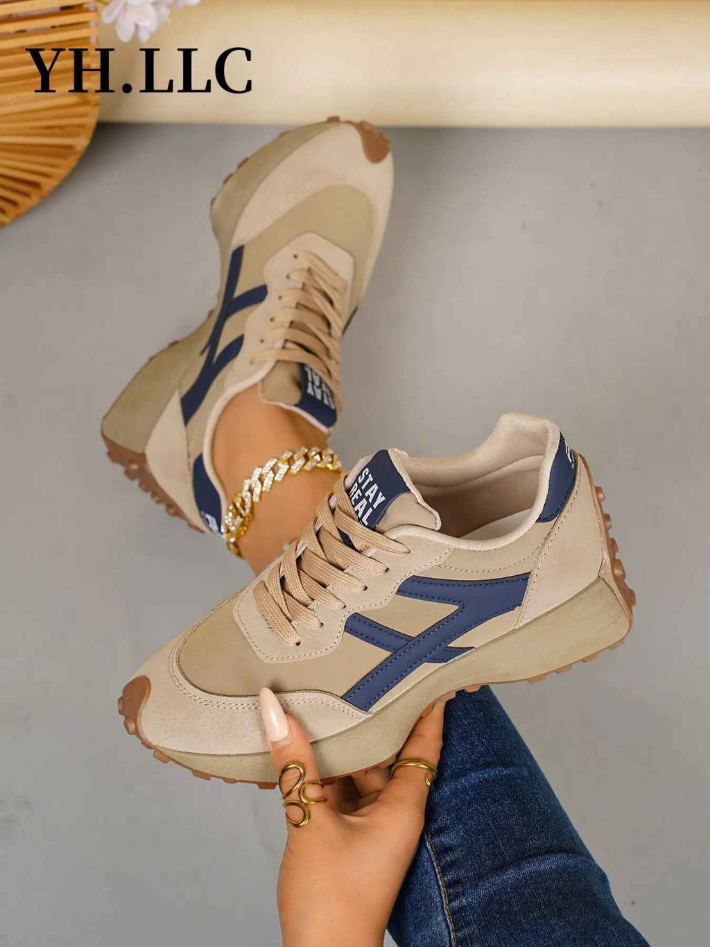 Women'S Sporty Arisan Shoes Spring & Fall Elegant Fashion Casual round Toe Low Top Lace-Up Thick Sole Breathable Outdoor Running Shoes
