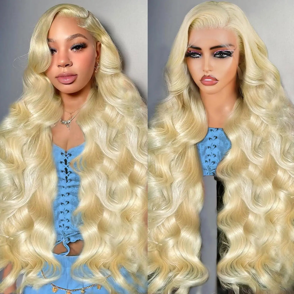 Hot Star 613 13X6 HD Transparent Lace Front Wig Human Hair 40 Inch 180 Density Blonde Wig Straight Pre Plucked with Baby Hair