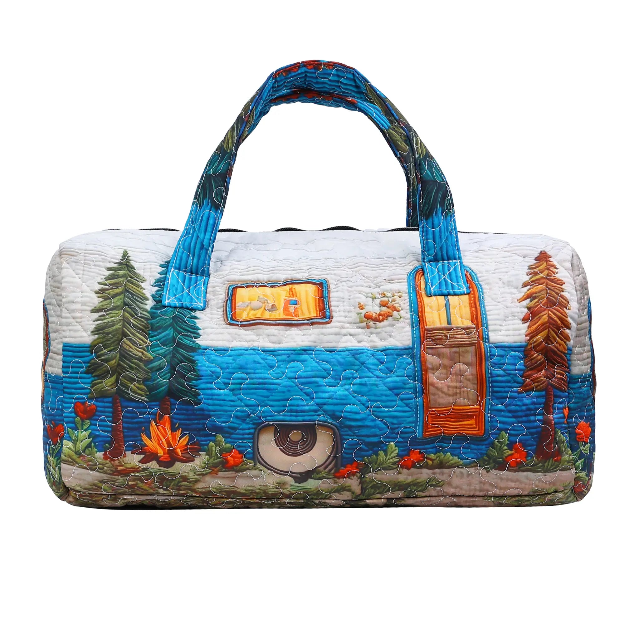 Boho Quilted Weekender Duffele Bag for Women - Vibrant Hippie-Inspired Hippie Stuff Large Tote, Lightweight Travel Bag with Soft Fabric, Adjustable Shoulder Strap, Wrist Strap, Ideal for Short Trips, Overnight Stays