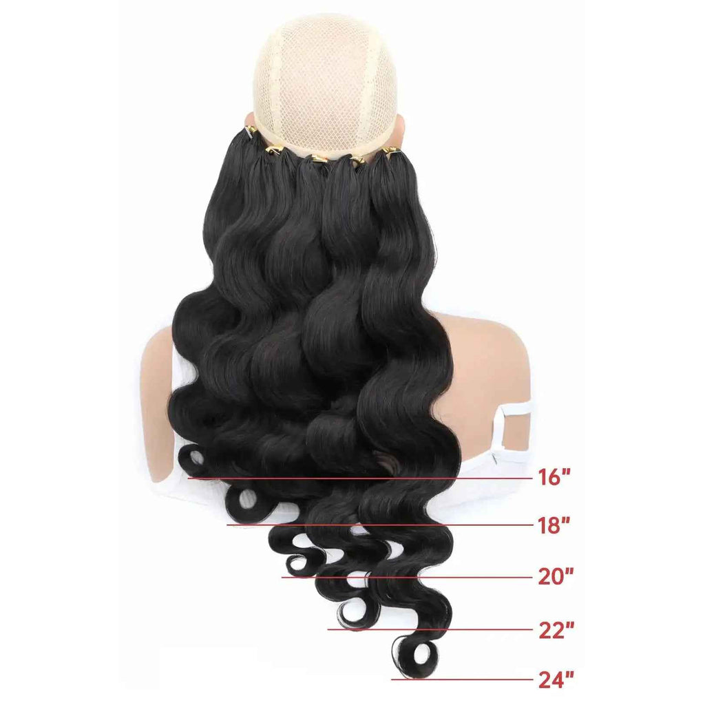 Ygwigs Pre-Separated Feather Crochet Hair Extension Body Wave Human Hair FE22