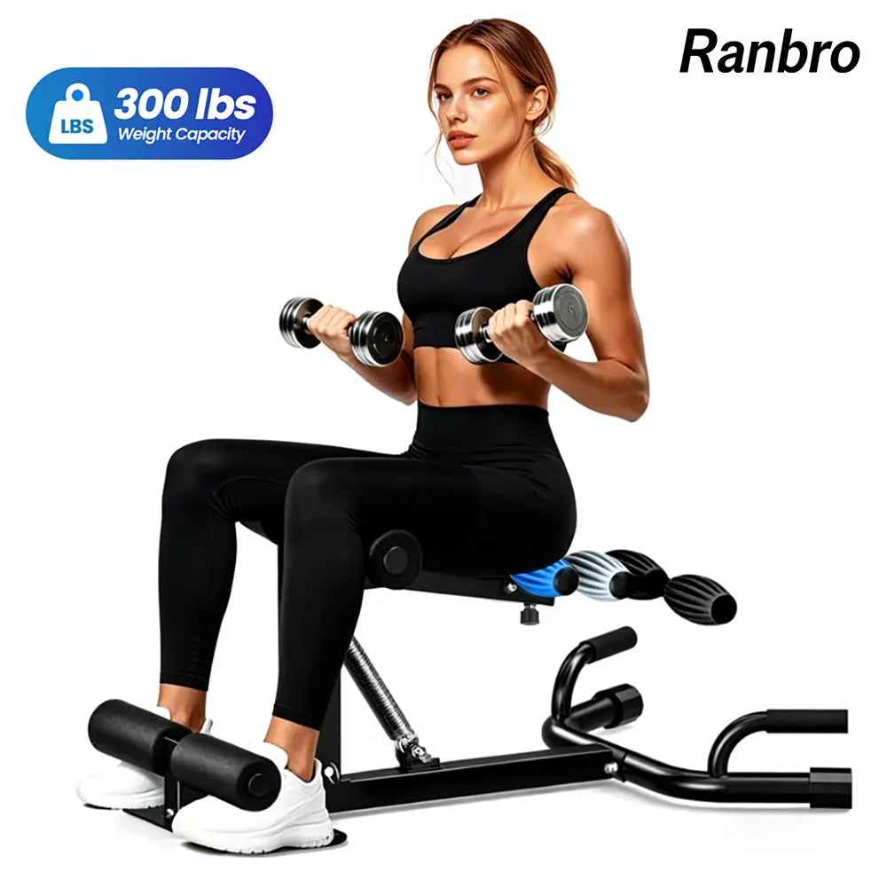 Ranbro Deep Squat Machine Multi Level Adjustable Structure with 300Lbs Weight Capacity Versatile Heavy Duty Gear for Home Gym Workouts Practical Multi Position Cushion Bench Training Device Space Saving Steel Frame Fitness Equipment