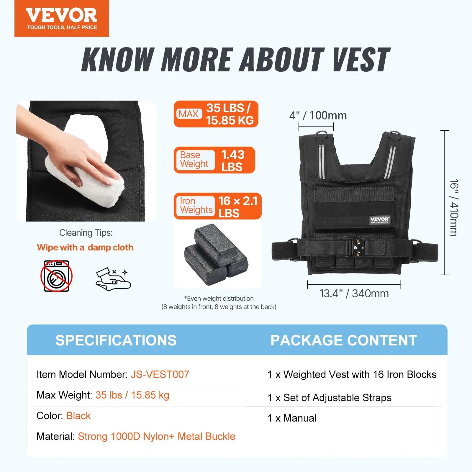 【Dealsforyoudays】Vevor Adjustable Weighted Vest, 35Lb Weight Vest with Iron Weights, Shoulder Pad, and Reflective Stripe, Body Weight Vest Exercise Set for Men Women, Workout Equipment for Strength Training Running