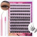 Self Adhesive Eyelashes Clusters Wispy Eyelash Extension Self Adhesive Eyelashes Reusable Press on Lashes No Glue Needed Lash Clusters 10-16Mm D Curl Individual Lashes Extensions with Tweezers