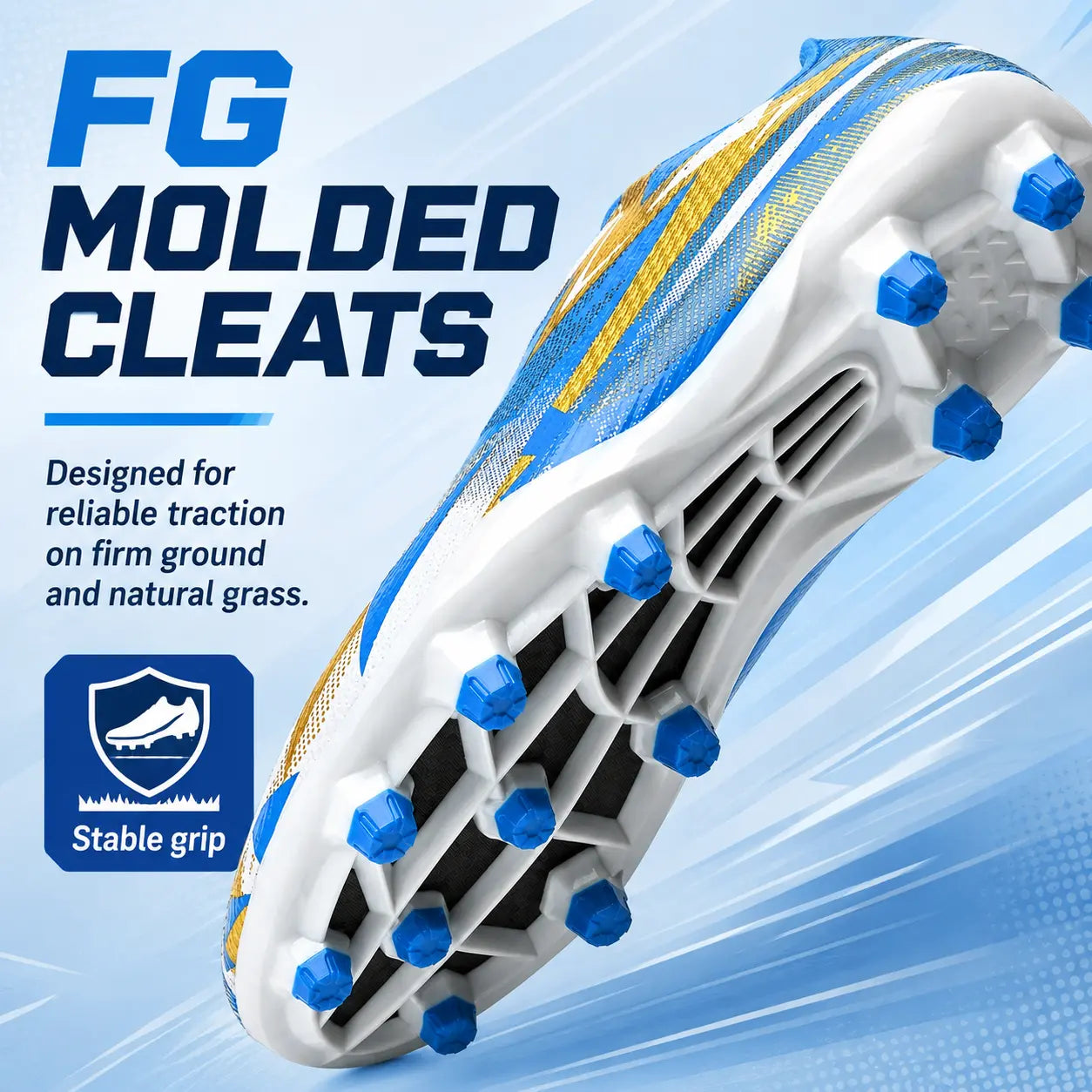 Kids Soccer Cleats for Boys Girls, High Turf Football Boot Youth Outdoor Soccer Shoes, Durable TPU Cleats Firm Ground Training Cleats with Secure Strap Fit for Practice and Game Day