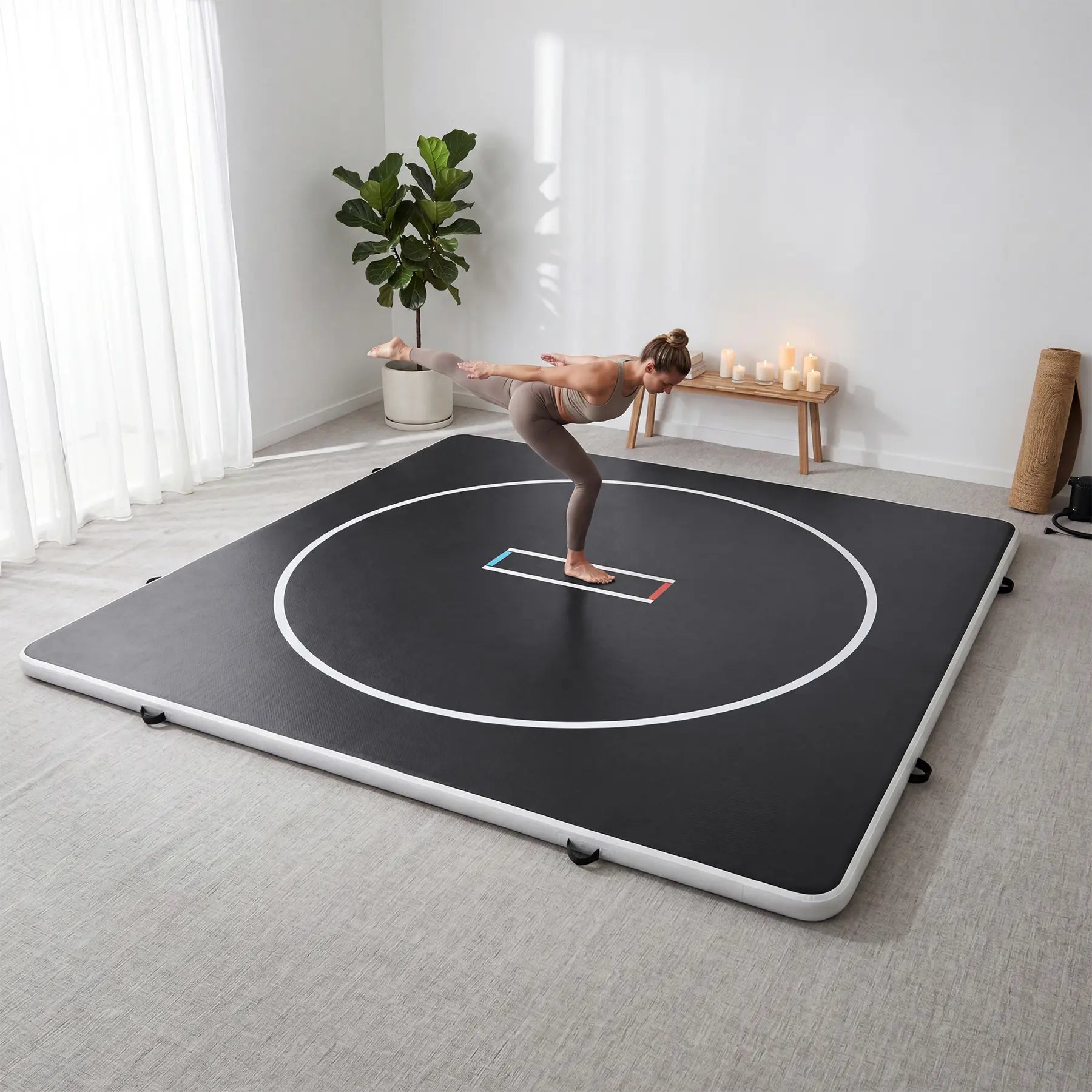 Inflatable Wrestling Mat 10FT / 13FT X 4IN, PVC Portable Wrestling Mats for Home, 4" Thick Jiu Jitsu Mats with Circles for Wrestling, Martial Arts, Jitsu, BJJ, Boxing, MMA, Judo Indoor Outdoor Use