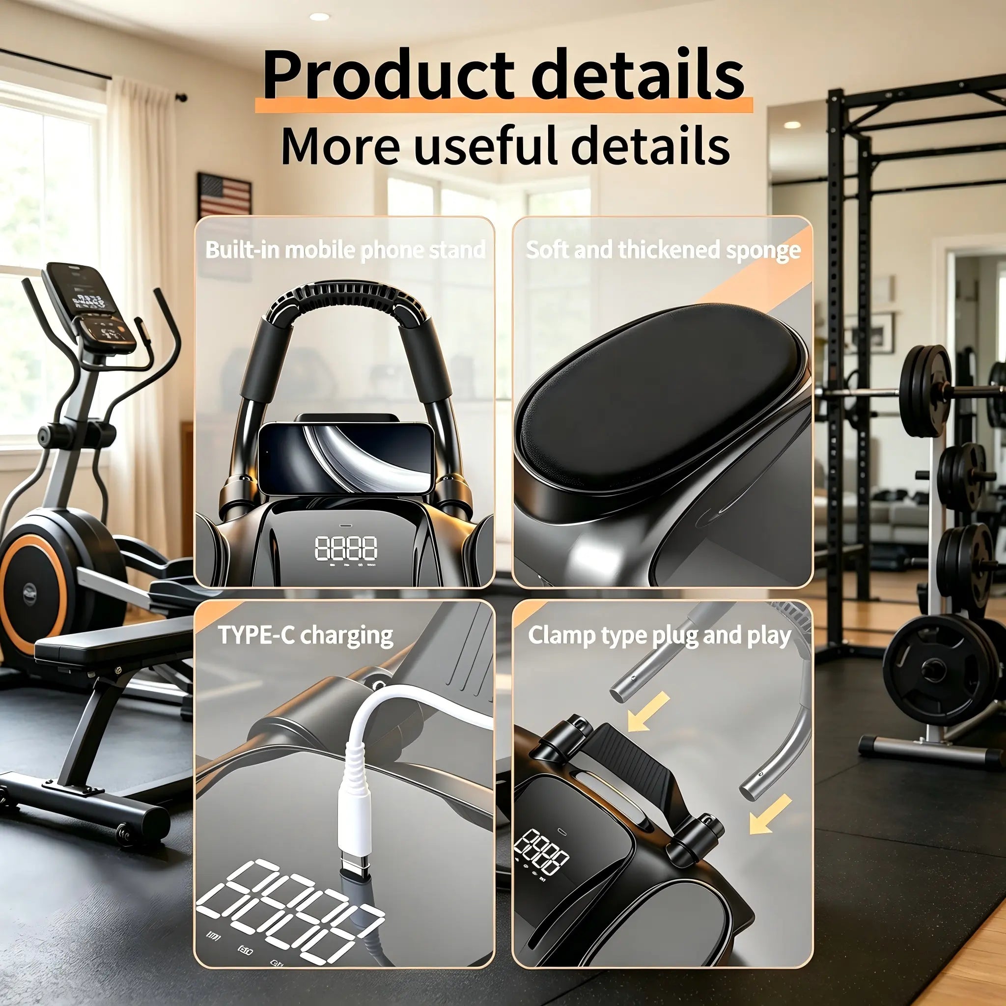 4 Wheel Auto Rebound Ab Roller with Digital Counter, Thick Elbow Pad & Phone Holder, Smooth Core、 Trainer for Home Gym Unisex Fitness Equipment Abdominal Exercise Equipment Abdominal Workout Machine Foam Roller Ab Roller Ab Roller Wheel Glutes Trainer