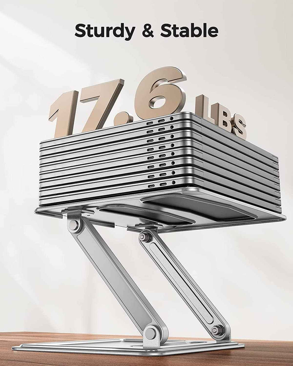Adjustable Laptop Stand, Portable for 17.3Inch Laptops, Holds up to 17.6Lbs, Ergonomic Posture & Heat Dissipation