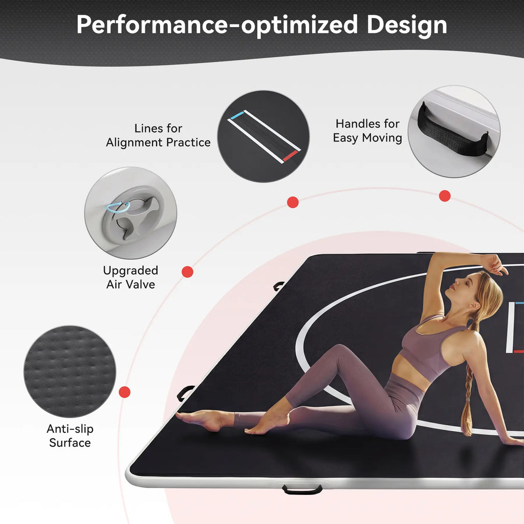 Inflatable Wrestling Mat 10FT / 13FT X 4IN, PVC Portable Wrestling Mats for Home, 4" Thick Jiu Jitsu Mats with Circles for Wrestling, Martial Arts, Jitsu, BJJ, Boxing, MMA, Judo Indoor Outdoor Use