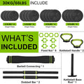 4-In-1 Adjustable Dumbbell Set 88/66 Lb – Converts to Barbell, Kettlebell & Push-Up Stand – All-In-One Home Gym Strength Training Equipment for Men & Women – Full Body Workouts