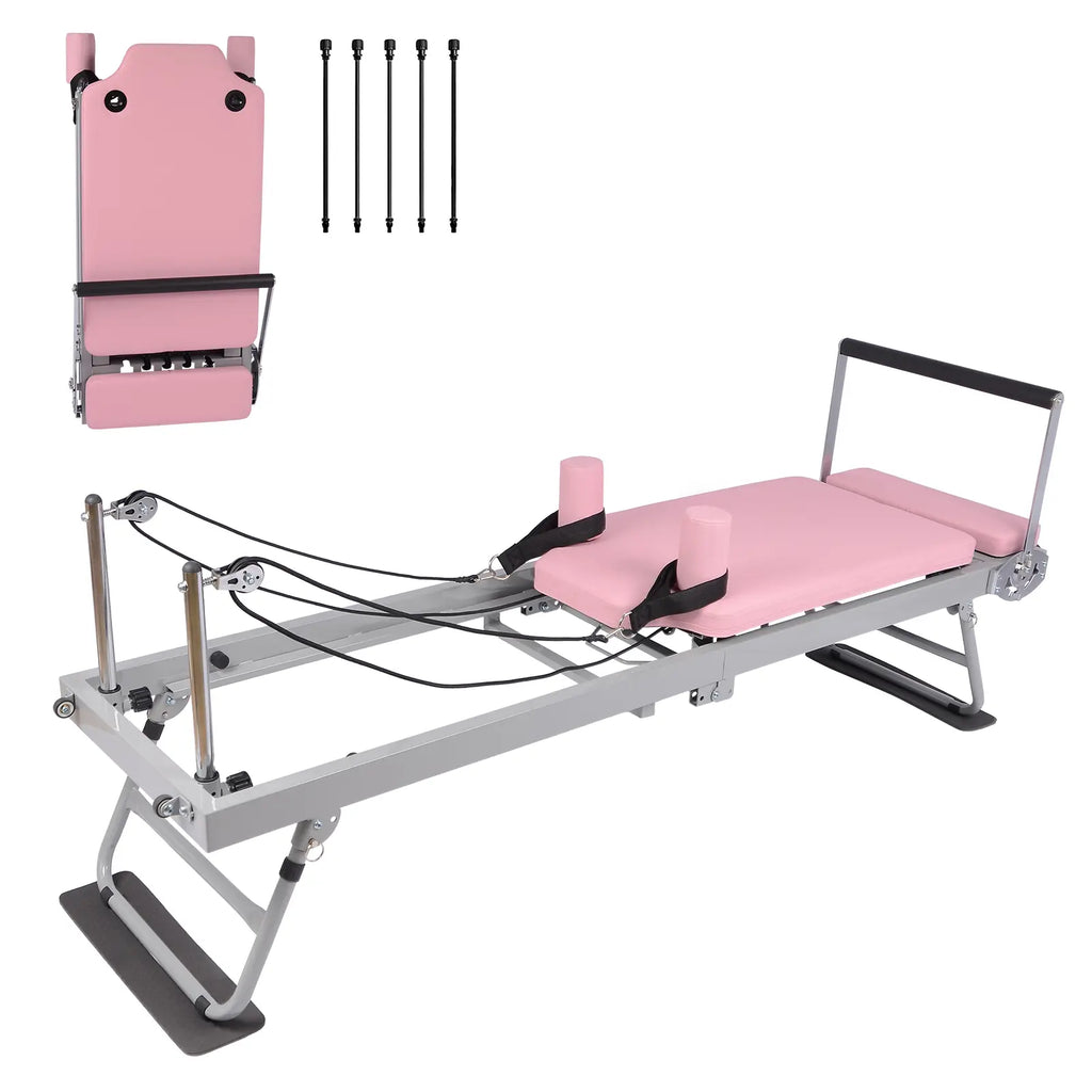 Pilates Reformer Machine 77.5 in Foldable Pilates Equipment for Home Gym Workout,Adjustability Pilates Workout Equipment with Resistance Ropes for Advanced and Beginners
