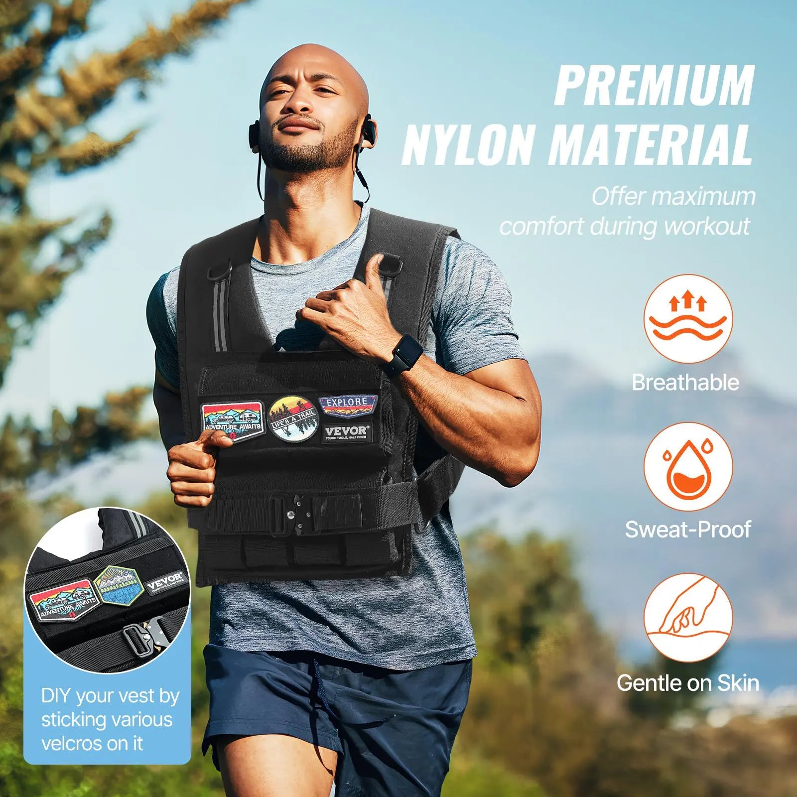 【Dealsforyoudays】Vevor Adjustable Weighted Vest, 35Lb Weight Vest with Iron Weights, Shoulder Pad, and Reflective Stripe, Body Weight Vest Exercise Set for Men Women, Workout Equipment for Strength Training Running