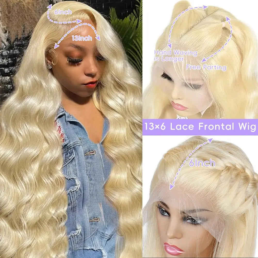 Hot Star 613 13X6 HD Transparent Lace Front Wig Human Hair 40 Inch 180 Density Blonde Wig Straight Pre Plucked with Baby Hair