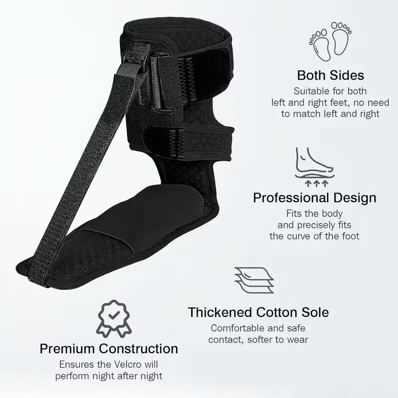 Adjustable Unisex Night Splint for Foot Drop and Plantar Fasciitis, Upgraded Support Straps with Adjustable Shoulder Strap, Provides Relief for Achilles Tendonitis and Heel Spurs; Suitable for Day and Night Use. Ankle Support Brace with Foot Cup.