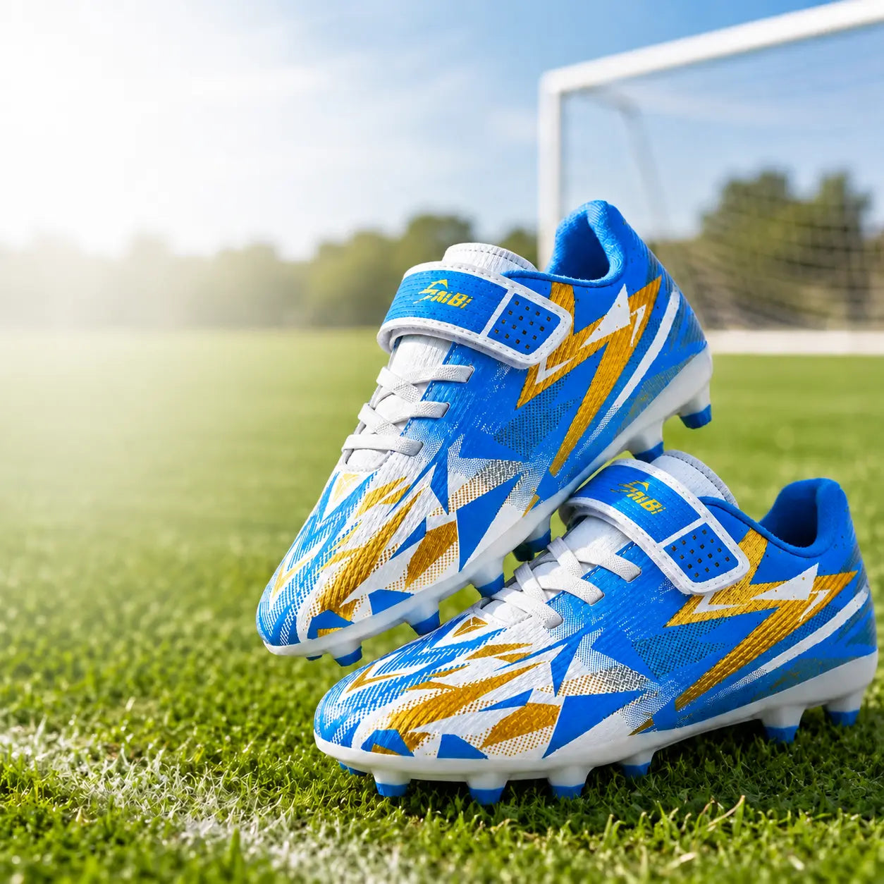 Kids Soccer Cleats for Boys Girls, High Turf Football Boot Youth Outdoor Soccer Shoes, Durable TPU Cleats Firm Ground Training Cleats with Secure Strap Fit for Practice and Game Day