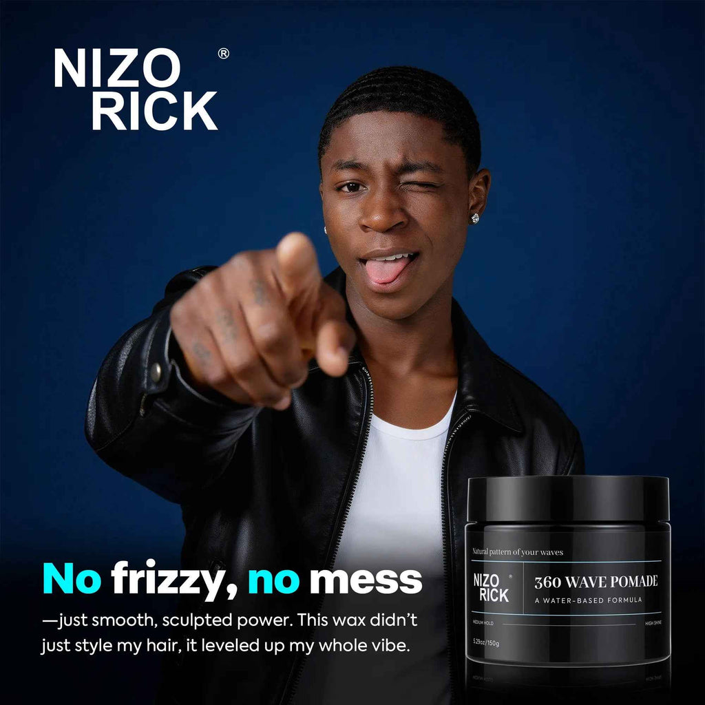 360 Wave Pomade for Men - Strong Hold Water-Based Styling for Defined Waves Non-Greasy Finish, 150G