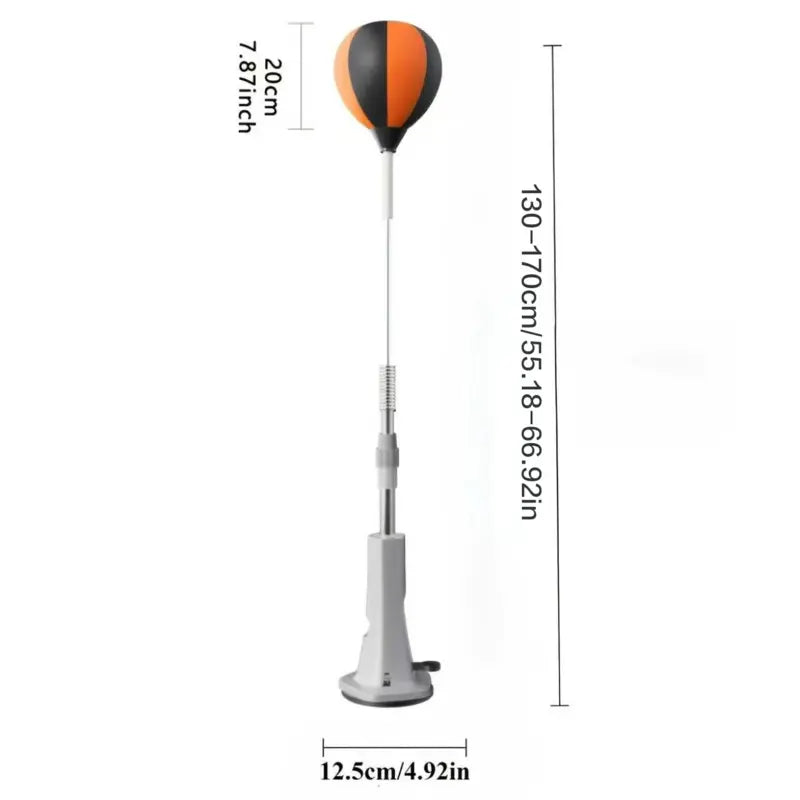 Adjustable 55-66 Inch Boxing Reflex Ball with Suction Cup Base Height Adjustable Punch Bag Trainer Fast Rebound Steel Spring for Home Gym Hand Eye Coordination Training Boxing Training Equipment
