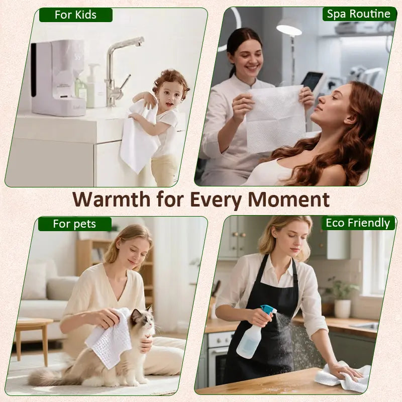 Livefull CL01 Facial Towel Warmer, Automatic Dispenser, 55°C Warm Towels, 20 Compressed Towels Included, Home Spa Device