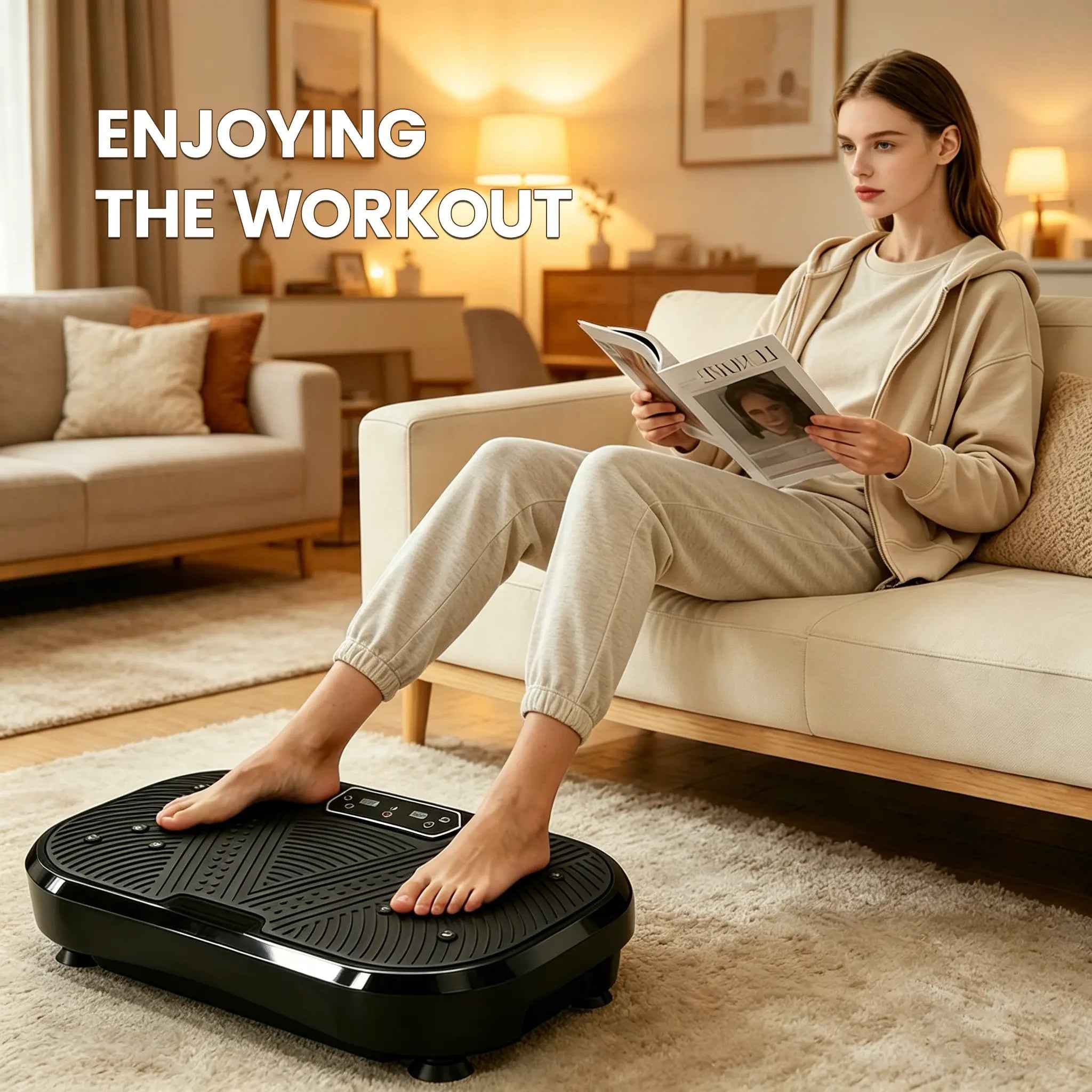 Ranbro Vibration Plate Exercise Machine, No-Assembly 330Lbs Capacity Portable Whole Body Workout Platform with 120 Speed Levels, Aerobic Fitness Vibrating Plate with Resistance Bands & Remote, Quiet Home Gym Summervibes