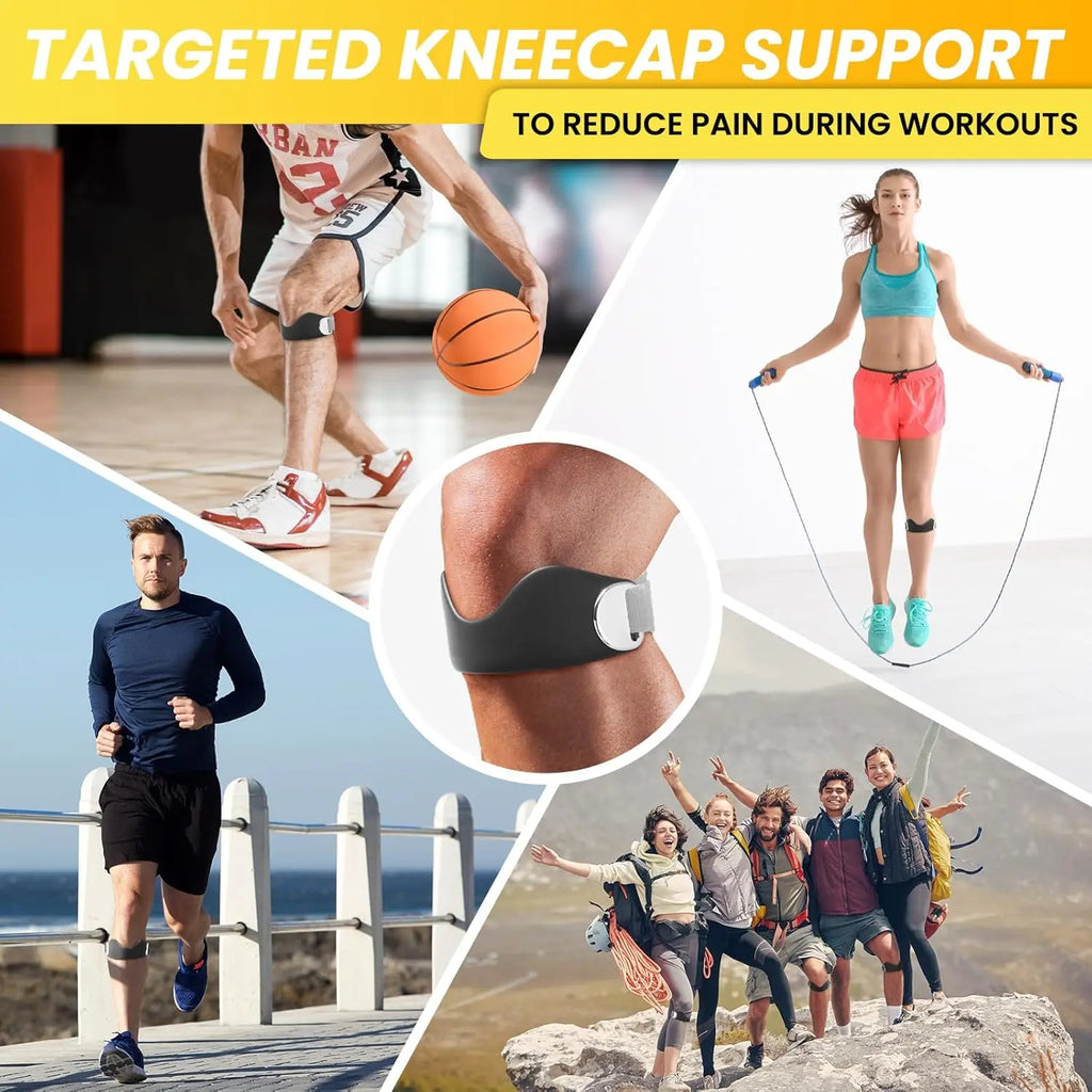 Patellar Tendon Support Strap - 2 Pack Adjustable Non-Slip Patella Band Stabilizer Silicone Knee Brace for Hiking, Running, Jumpers Knee, Tendonitis, Basketball, Squats,Holiday Gifts