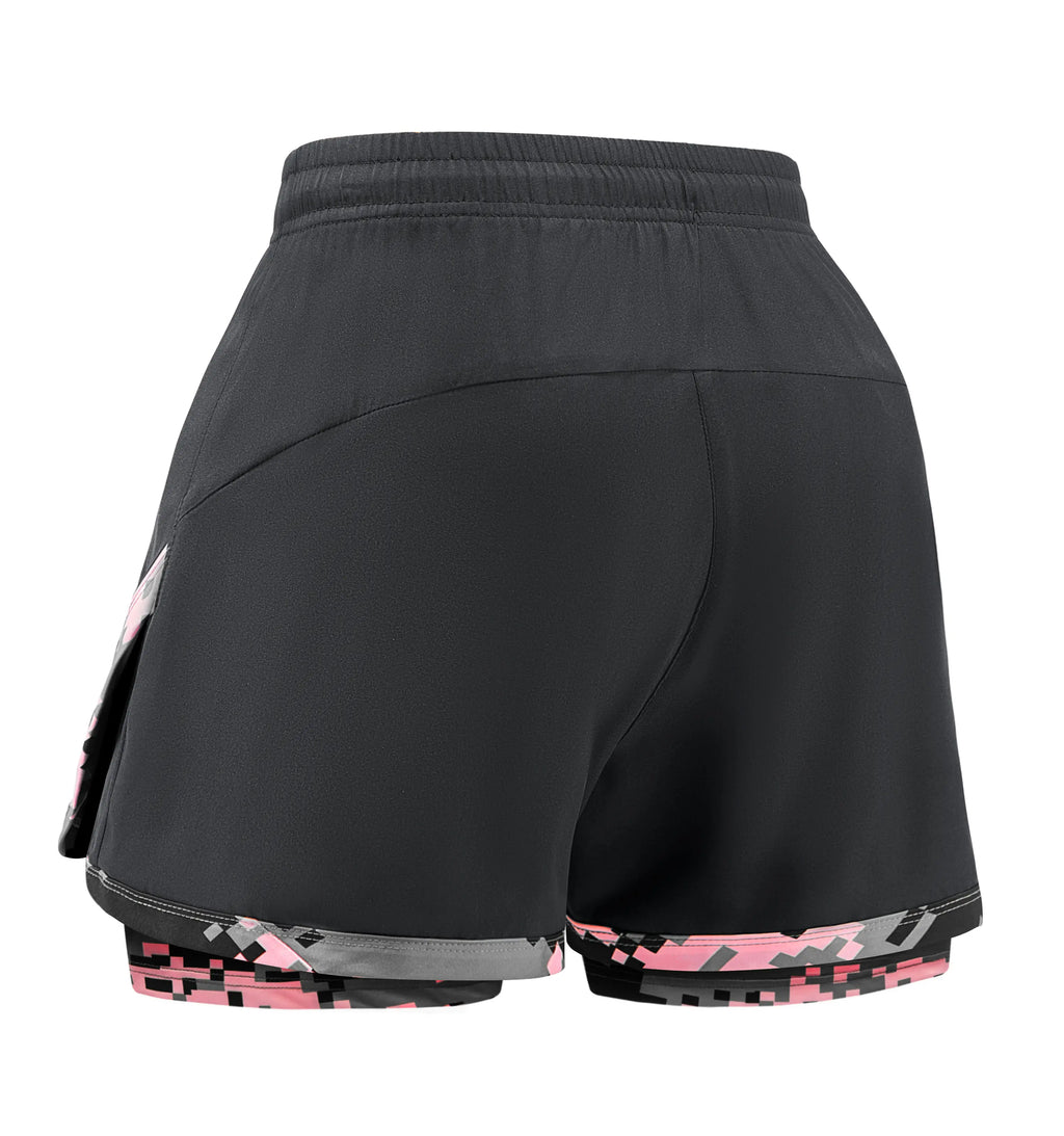 4-Pack Women’S 2-In-1 Camouflage Lined Running Shorts — Quick-Drying, Anti-Chafing Sports Shorts with No Ride-Up Issues, Suitable for the Gym, Yoga, and Outdoor Workouts