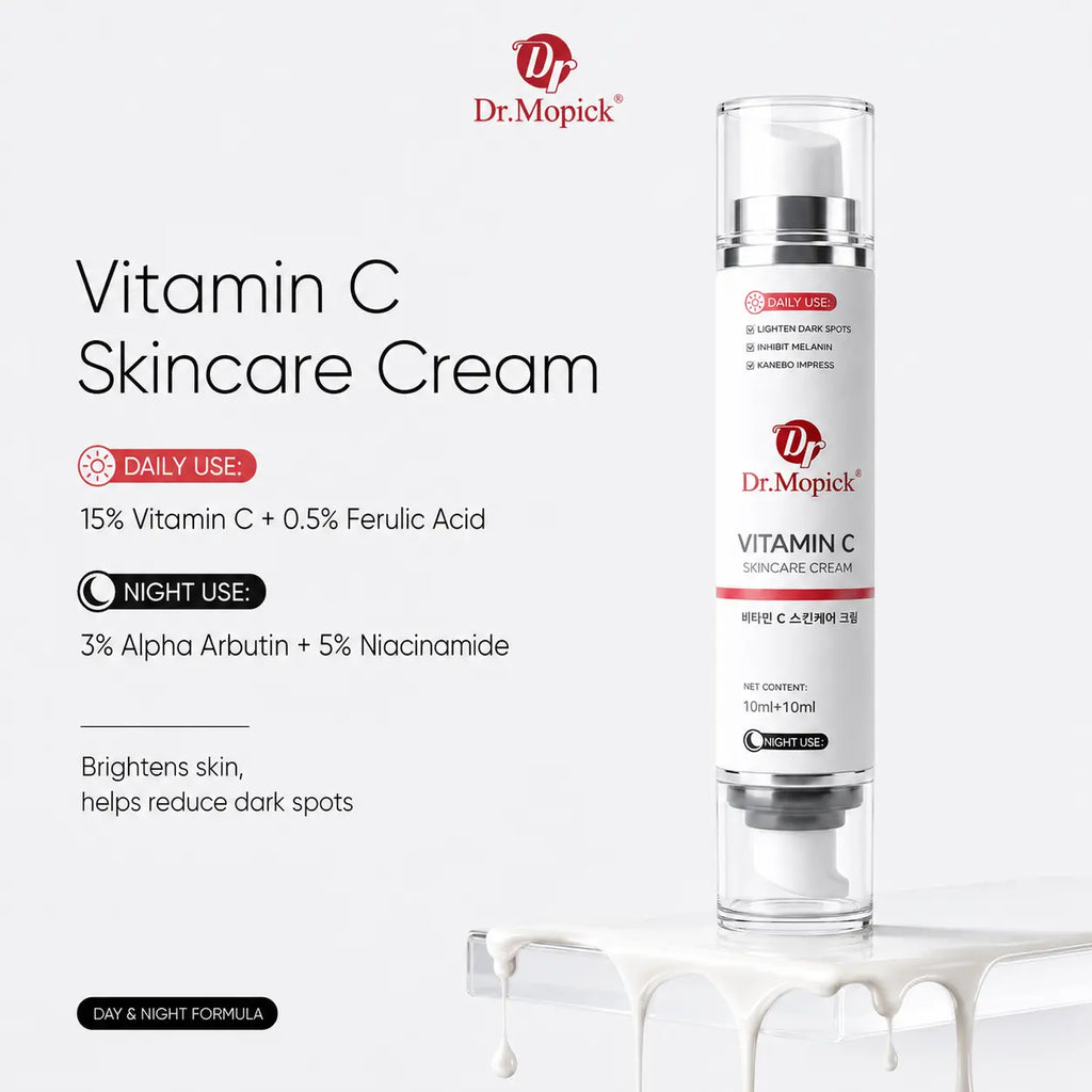 Dr.Mopick Advanced Vitamin C Brightening Complex Dual Chamber Niacinamide Serum Day Night Hydrating Face Care Moisturizer Skin Repair