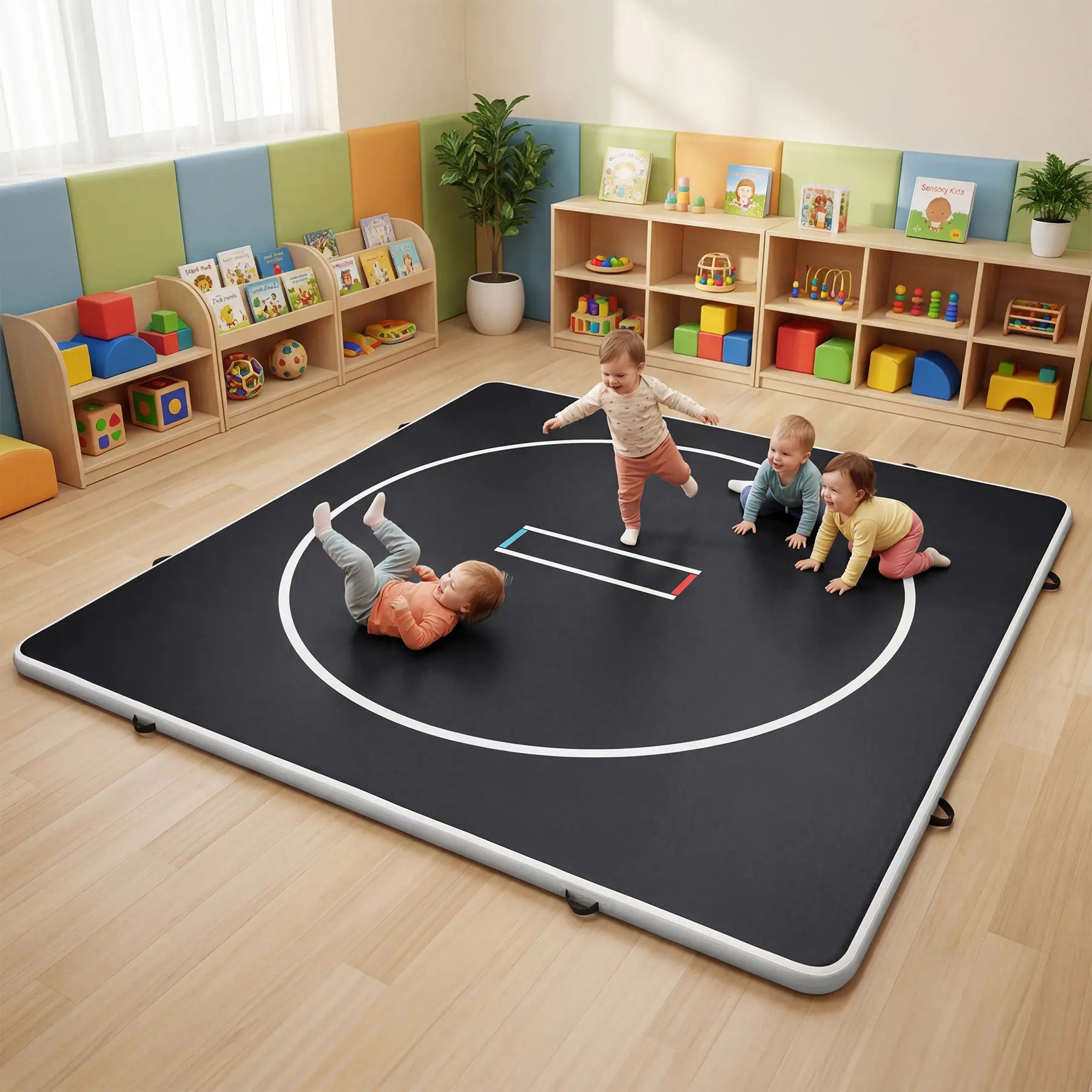 Inflatable Wrestling Mat 10FT / 13FT X 4IN, PVC Portable Wrestling Mats for Home, 4" Thick Jiu Jitsu Mats with Circles for Wrestling, Martial Arts, Jitsu, BJJ, Boxing, MMA, Judo Indoor Outdoor Use