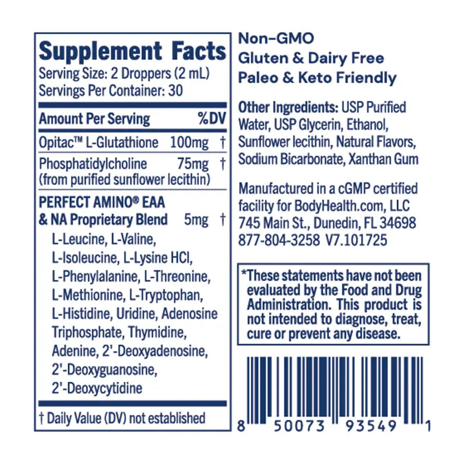 BODYHEALTH Liposomal Glutathione Liquid (100Mg) Master Antioxidant Supplement for Immune, Liver & Cellular Detox Support | Lemon Mint, Vegan, Non-Gmo, Gluten-Free, Dairy-Free, Keto-Friendly, Healthy Aging Support, Gmo Free