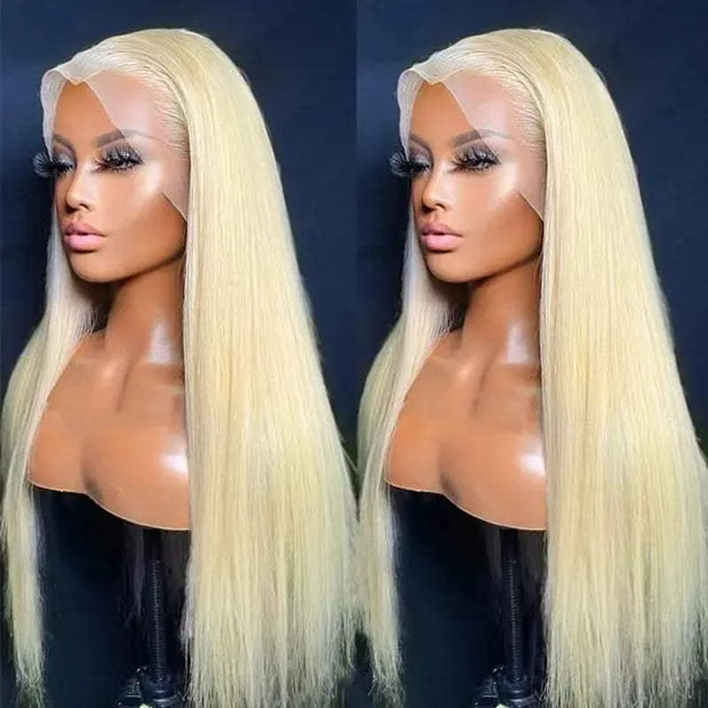 Hot Star 613 13X6 HD Transparent Lace Front Wig Human Hair 40 Inch 180 Density Blonde Wig Straight Pre Plucked with Baby Hair