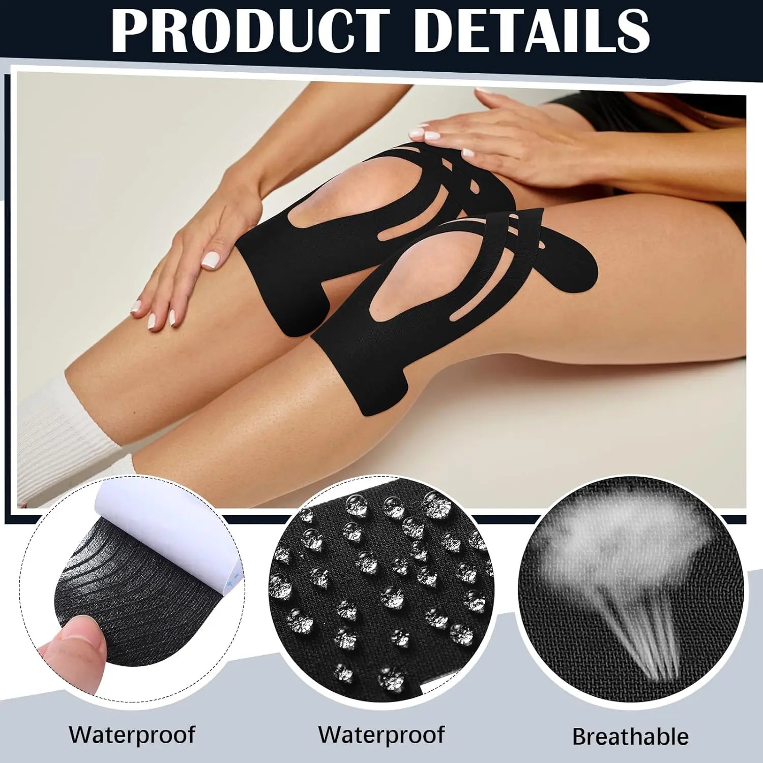 10 Pack Pre-Cut Knee Kinesiology Tape, Relieve Soreness, Stabilize Joints for All Sports