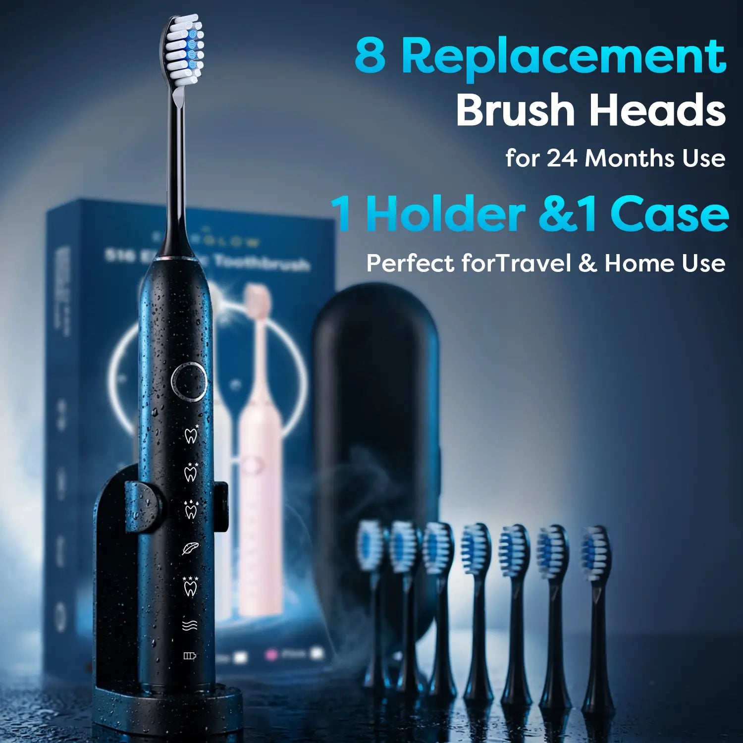 Premium Quality, Insanely Cheap! Everglow Electric USB Charging Toothbrush, 1 Count Soft Bristles Toothbrushes & 4 Counts Brush Head & 1 Count Charging Cable, Intelligent Cleaning Toothbrushes, Gift