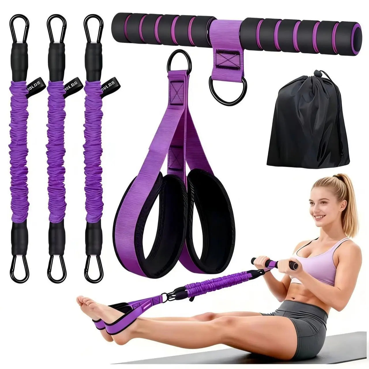 Upgraded Pedal Resistance Band Trainer - Durable Latex Tubes, Beginner-Friendly, Women'S Workout Gear, Portable Home Workout Exercise Equipment for Resistance Band Training & Toned Arms