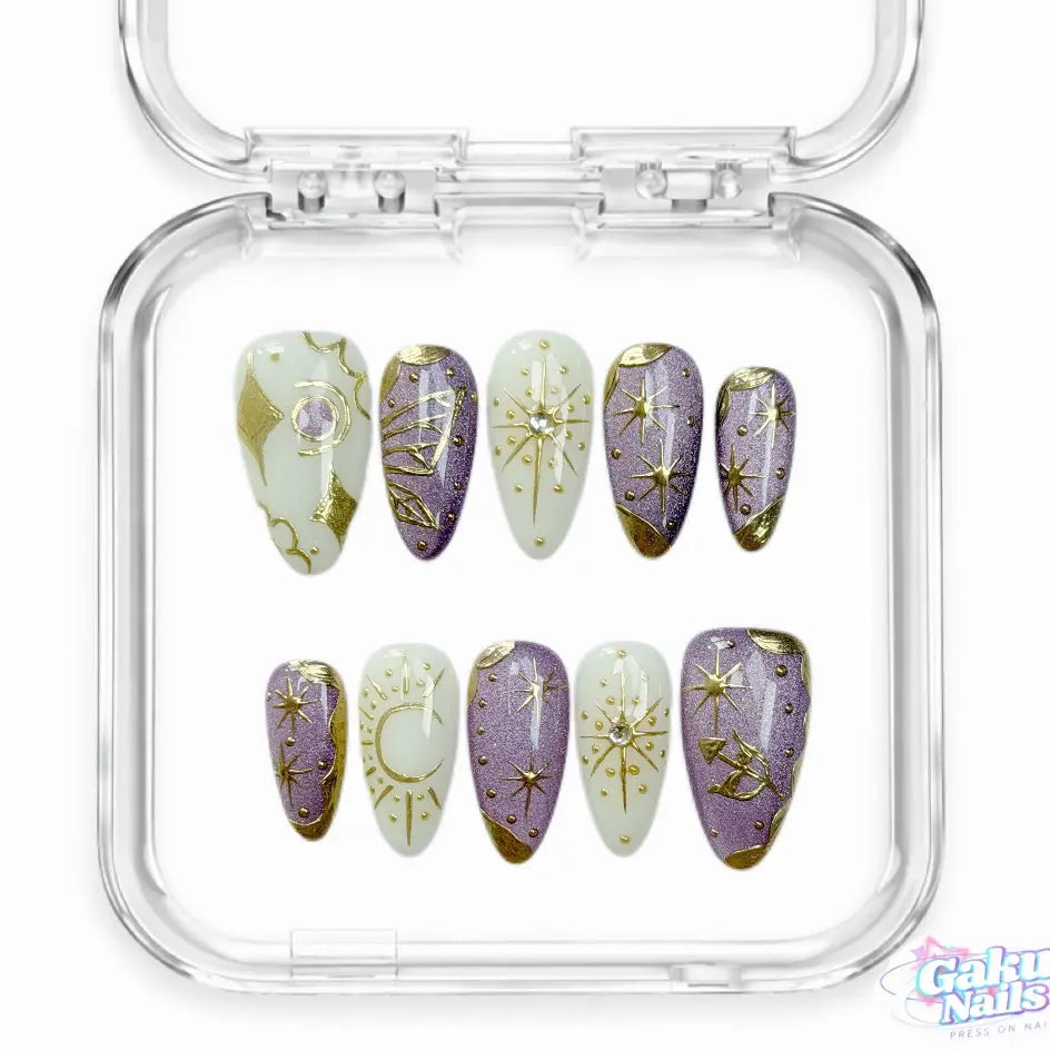 Gakunails MEDIUM ALMOND Collection - 23Mm Length Handmade Press on Nails with Toolkit & Reusable Design for Eco-Friendly Beauty Sticky Tabs Debonder