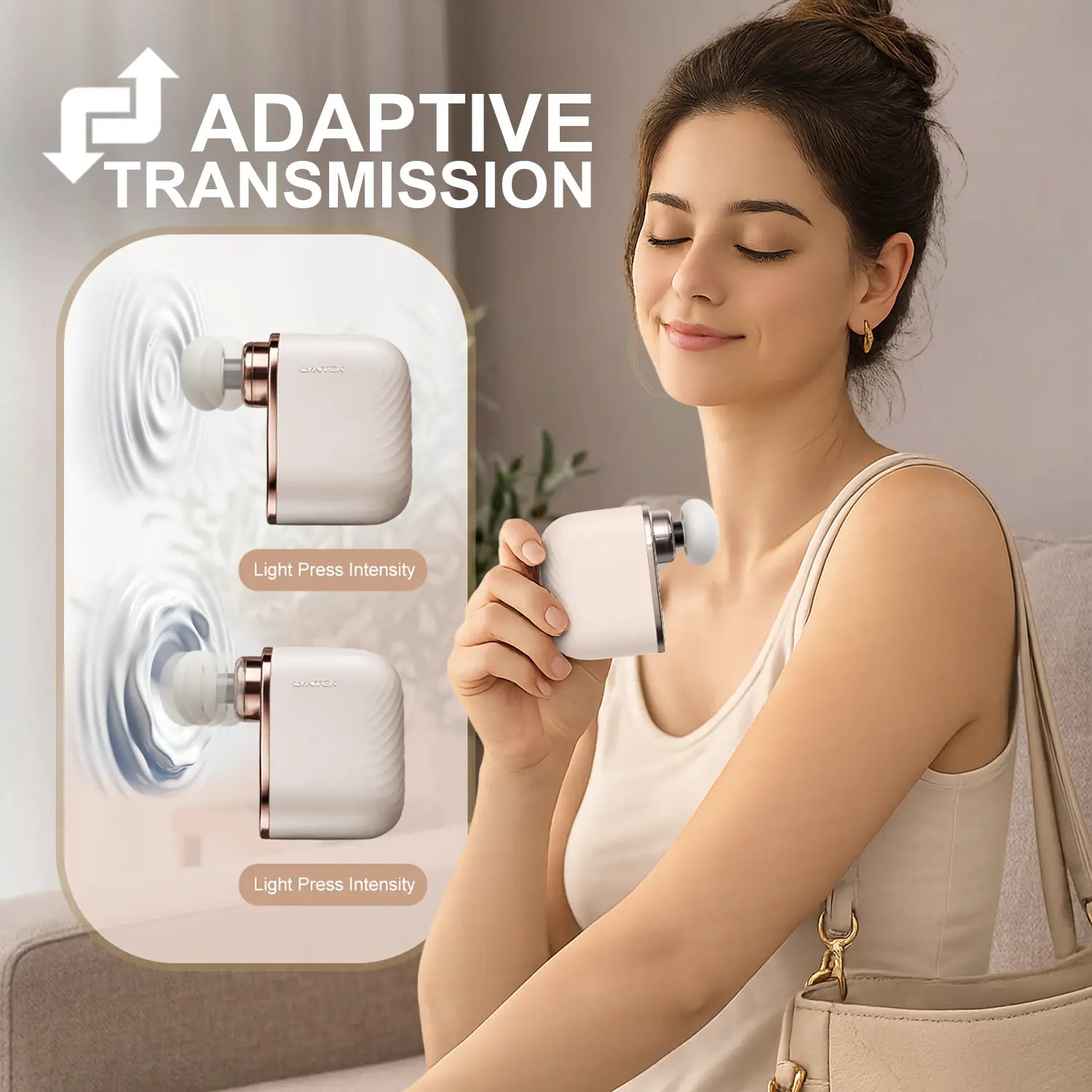 Lyntek Compact Mini Massage Gun - Lightweight Vibratory Selfcare Massager, Precision Brushless Cordless Battery-Operated Device, 5 Speed Settings, 3 Replaceable Heads for Home, Gym Portable Pain Relief