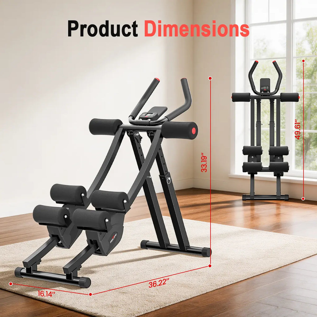 [Summerwins] Adjustable Ab Trainer Machine, Foldable Core Workout Equipment for Home Gym, Dual Track Abdominal Exerciser with LCD Monitor, 440LB Weight Capacity