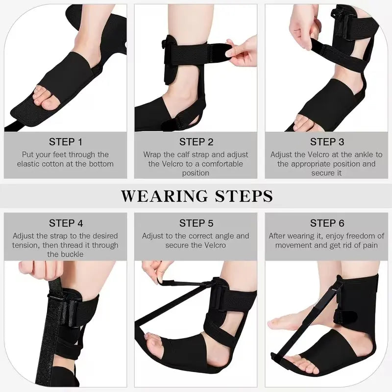 Adjustable Unisex Night Splint for Foot Drop and Plantar Fasciitis, Upgraded Support Straps with Adjustable Shoulder Strap, Provides Relief for Achilles Tendonitis and Heel Spurs; Suitable for Day and Night Use. Ankle Support Brace with Foot Cup.