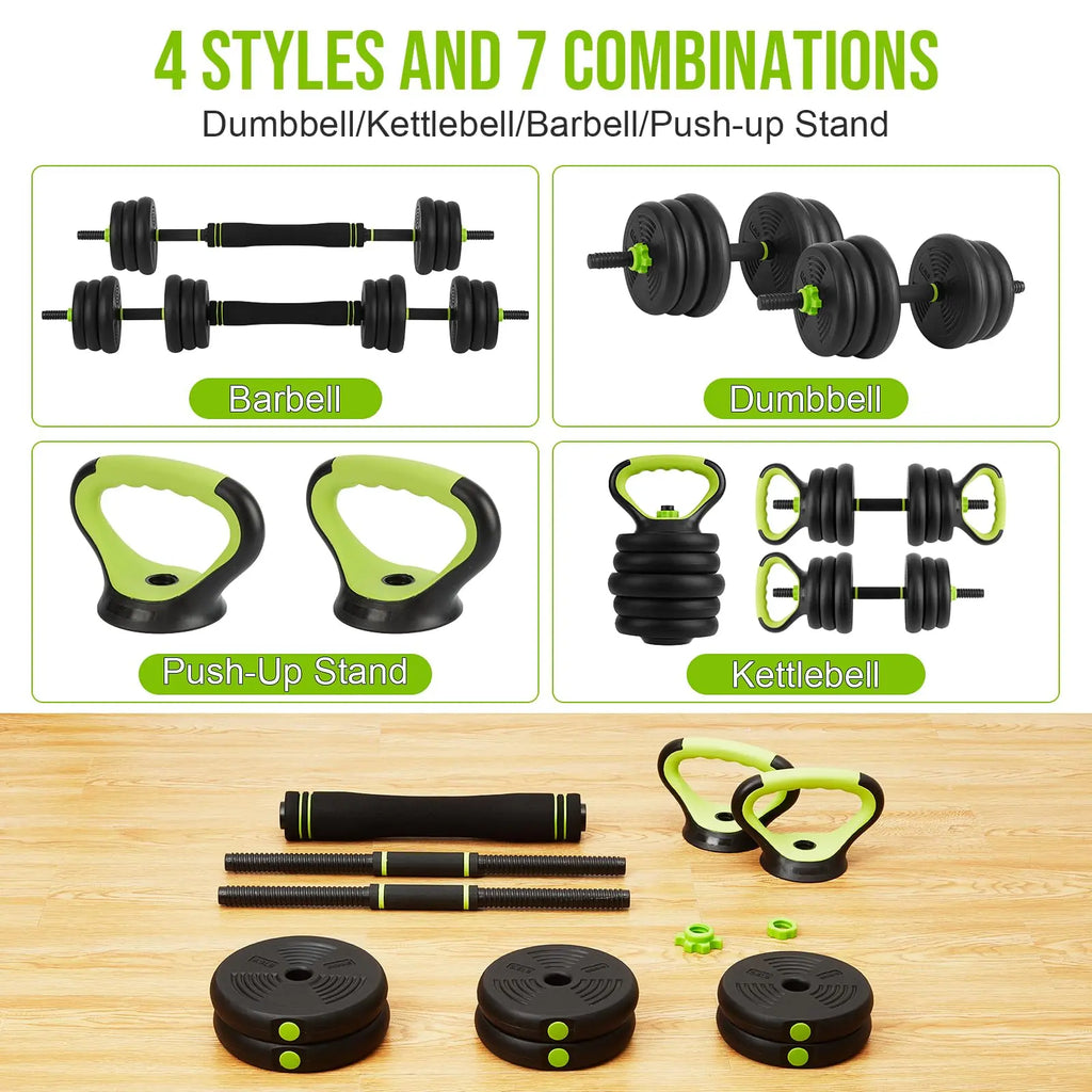 4-In-1 Adjustable Dumbbell Set 88/66 Lb – Converts to Barbell, Kettlebell & Push-Up Stand – All-In-One Home Gym Strength Training Equipment for Men & Women – Full Body Workouts