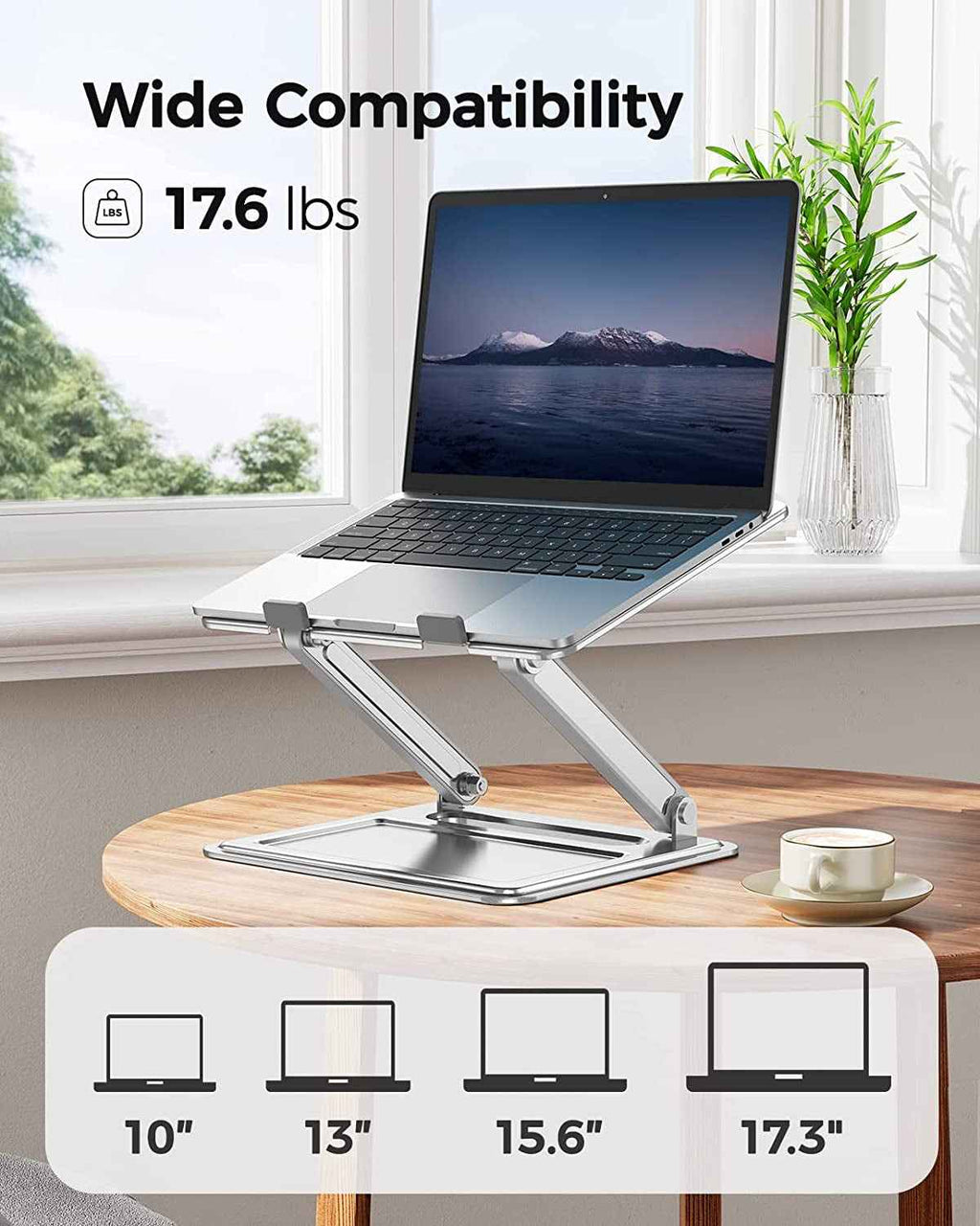 Adjustable Laptop Stand, Portable for 17.3Inch Laptops, Holds up to 17.6Lbs, Ergonomic Posture & Heat Dissipation