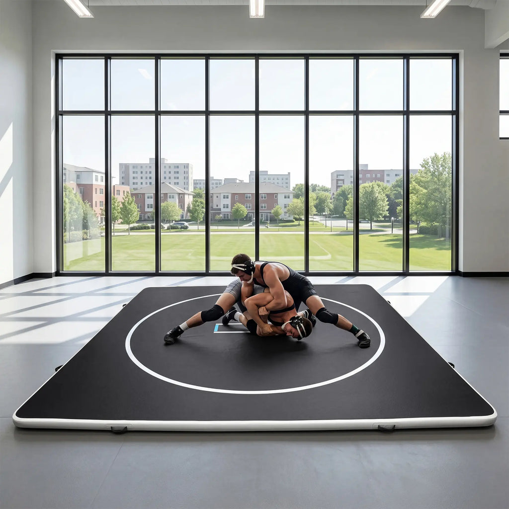 Inflatable Wrestling Mat 10FT / 13FT X 4IN, PVC Portable Wrestling Mats for Home, 4" Thick Jiu Jitsu Mats with Circles for Wrestling, Martial Arts, Jitsu, BJJ, Boxing, MMA, Judo Indoor Outdoor Use
